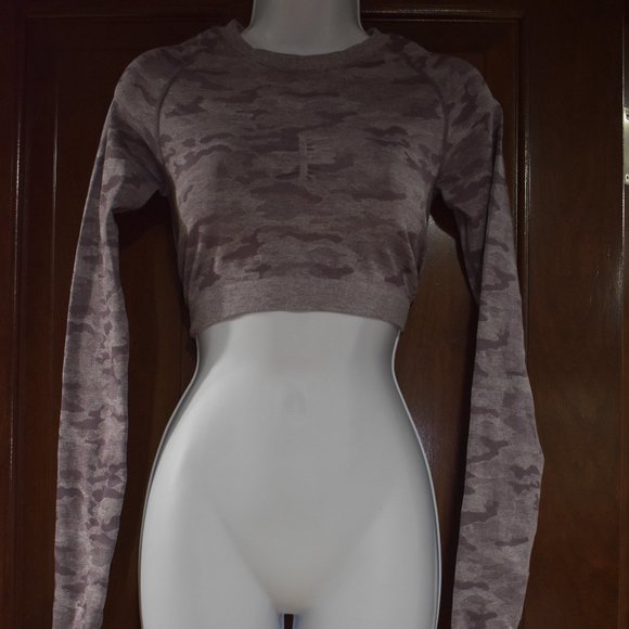 Unbranded Pants - Purple Camo /Activewear Set/ Long Sleeve Crop Top & Leggings Size Small